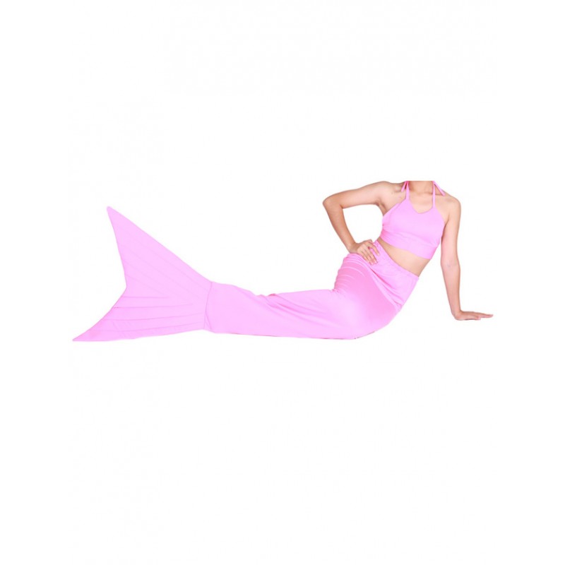 Unisex Halloween Light Pink Lycra Spandex Tail Mermaid Animal Zentai Halloween