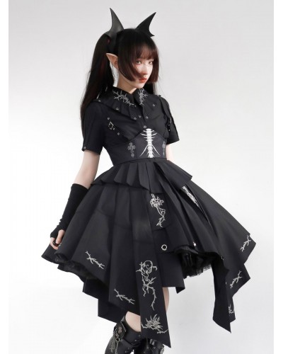 Costumes Military Uniform Lolita Army Cross Metal Details Black Black