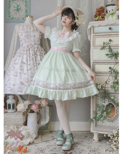 Sweet Lolita Dress Polyester Short Sleeves Dress