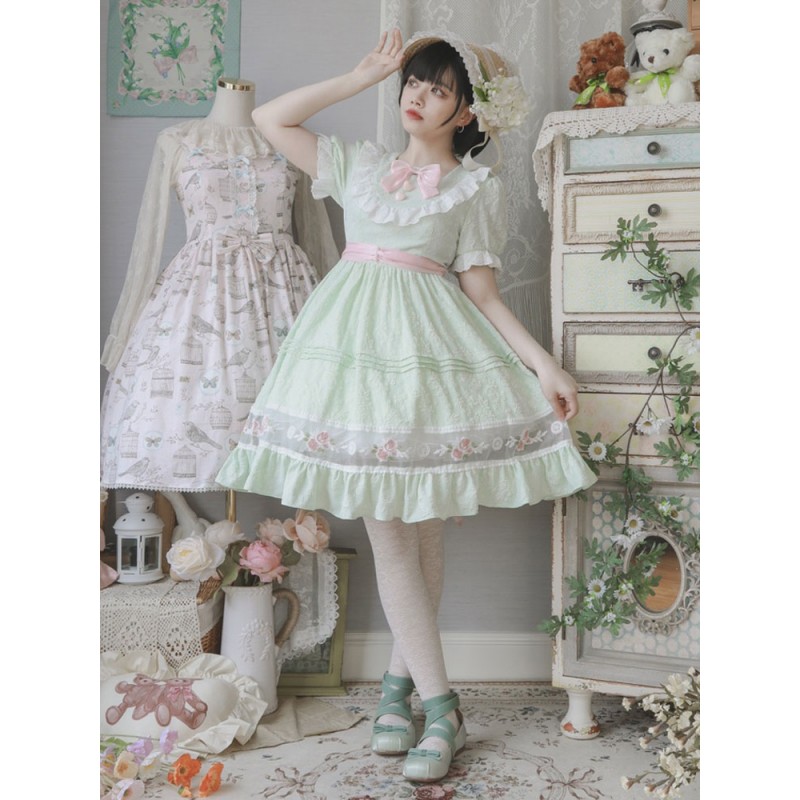 Sweet Lolita Dress Polyester Short Sleeves Dress