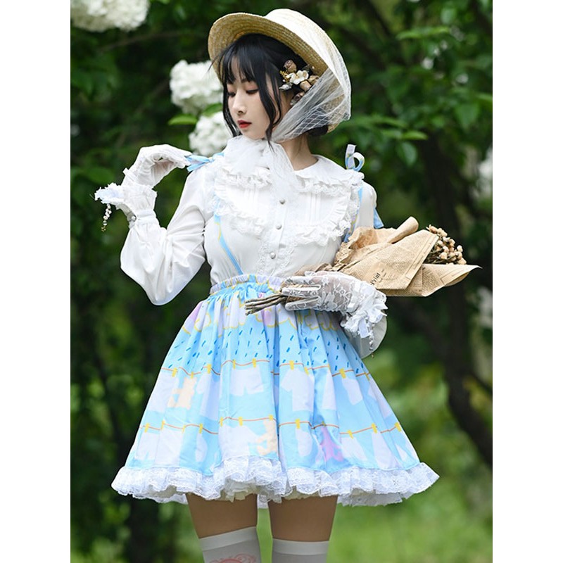 Lolita Overskirt Lace Light Sky Blue Tea Party Daily Casual Lolita Skirts Sweet Spring Summer Fall Winter