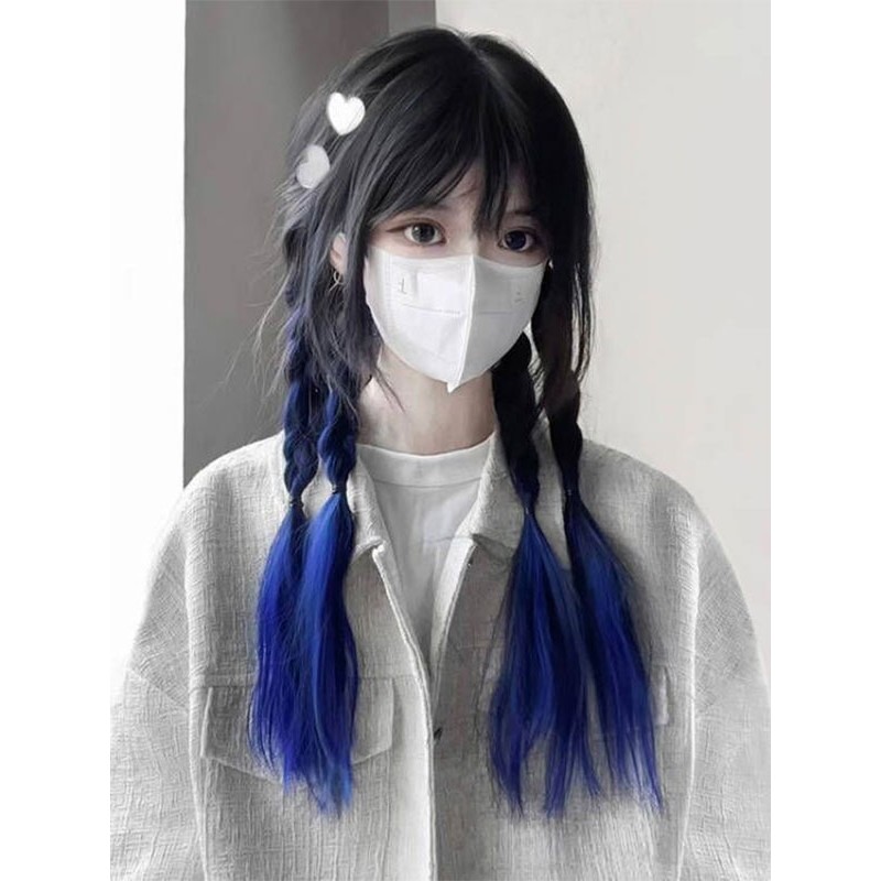 Style Lolita Wig Blue Long Heat-resistant Fiber Lolita Accessories Sweet Harajuku Fashion ROCOCO Daily Casual Tea Party