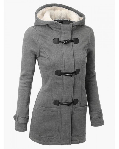 Women Winter Jackets Hoodie Gray Coat Outerwear