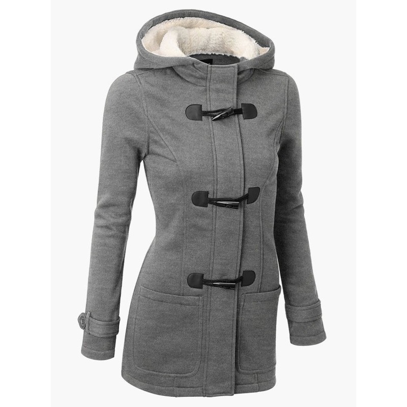 Women Winter Jackets Hoodie Gray Coat Outerwear