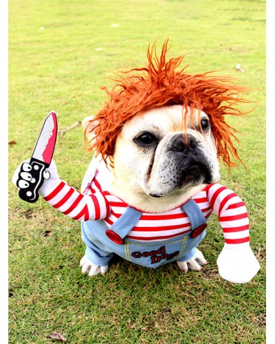 Deadly Doll Dog Costumes Scary Carnival Cosplay Chucky Doll Dog Costume