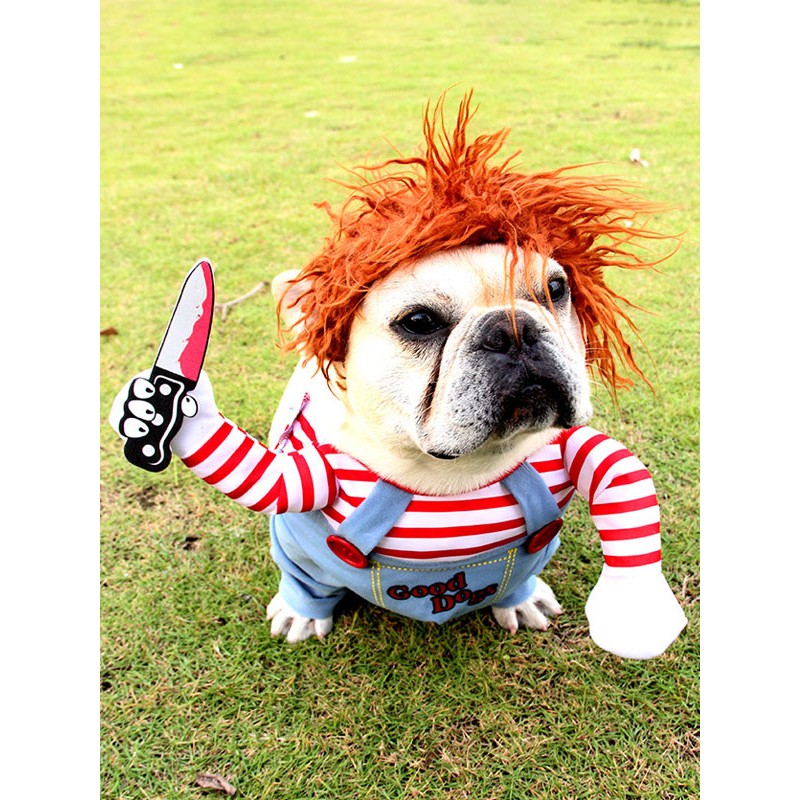 Deadly Doll Dog Costumes Scary Carnival Cosplay Chucky Doll Dog Costume