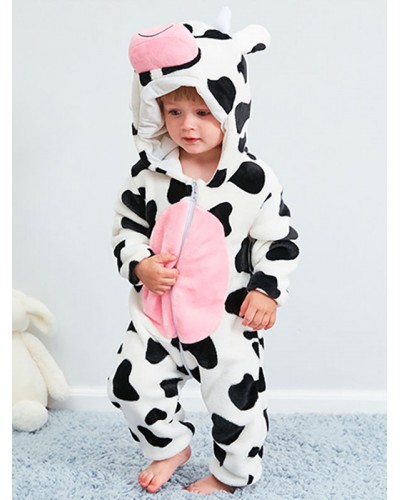 Onesie Kigurumi Pajamas For Kids Polyester Cow Pattern Pajamas Costume Spring Fall Halloween