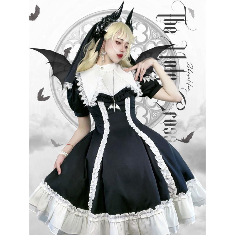 Gothic Lolita Dresses Lace Ruffles Black Black