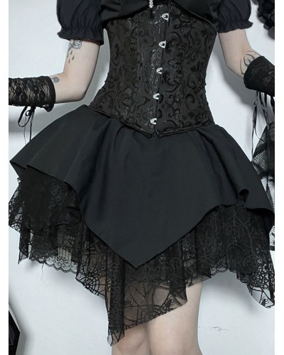 Black Lolita SK Ruffles Lace Lolita Skirts Steampunk Gothic Spring Summer Fall