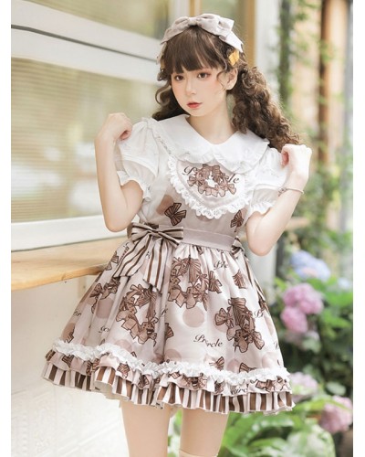 Sweet Lolita Dress Polyester Sleeveless Ruffles Jumper Lolita Dress