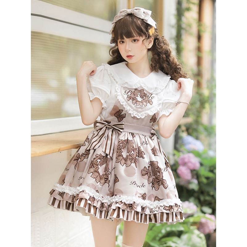 Sweet Lolita Dress Polyester Sleeveless Ruffles Jumper Lolita Dress