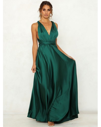 Party Dresses Green Sleeveless Lycra Spandex Long Semi Formal Dress Summer Graduation