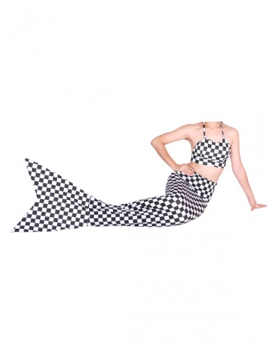 Unisex Halloween Two Toned Plaids Lycra Spandex Tail Mermaid Animal Zentai Halloween