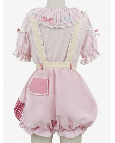 Lolita Blouses Lolita Top Bows Short Sleeves Top Pink Lolita Shirt Tops Sweet Daily Casual