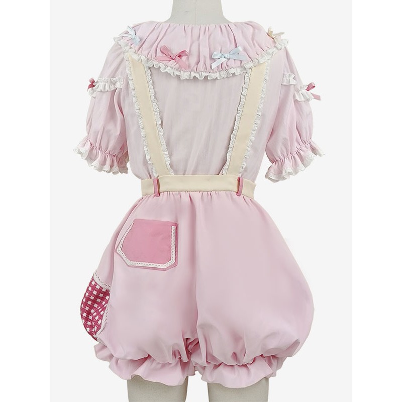 Lolita Blouses Lolita Top Bows Short Sleeves Top Pink Lolita Shirt Tops Sweet Daily Casual