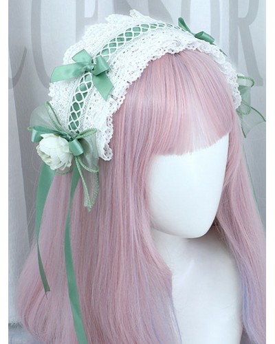 Green Lolita Accessories Lace Flowers Bows Polyester Fiber Headwear Miscellaneous