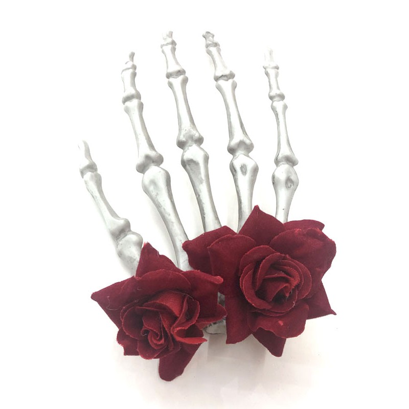 Unisex Halloween Headwear Red Plastic Hairpin Rose Flower Decorate Scary Hairpin