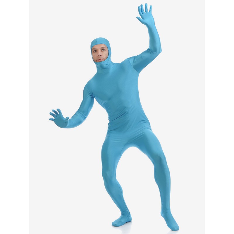 Morph Suit Light Sky Blue Open Face Zentai Suit Halloween Lycra Spandex Bodysuit Morphsuits Halloween