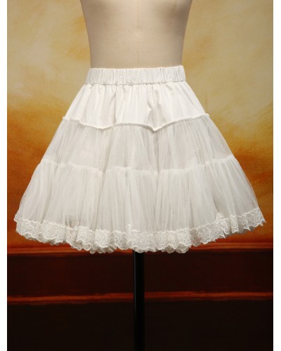 White Organza Lolita Petticoat Embroidery Trim Prince