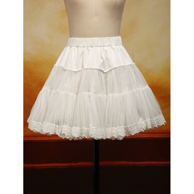 White Organza Lolita Petticoat Embroidery Trim Prince