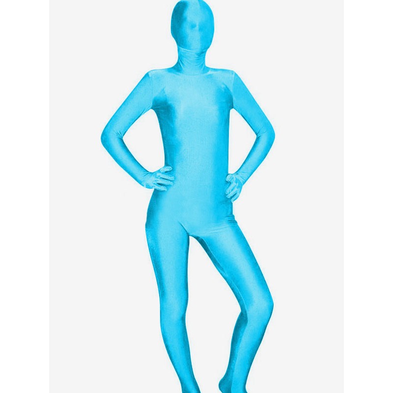 Halloween Unisex Light Sky Blue Spandex Zentai Suit Bodysuit