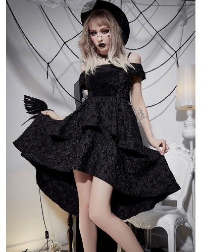 Black Gothic Dress Speghtti Off The Shouder Lolita Dress