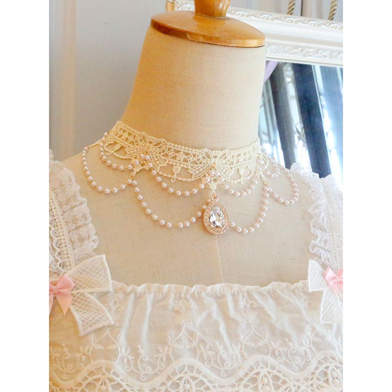 Lolita Accessories White Lace Pearls Polyester Choker Miscellaneous Sweet