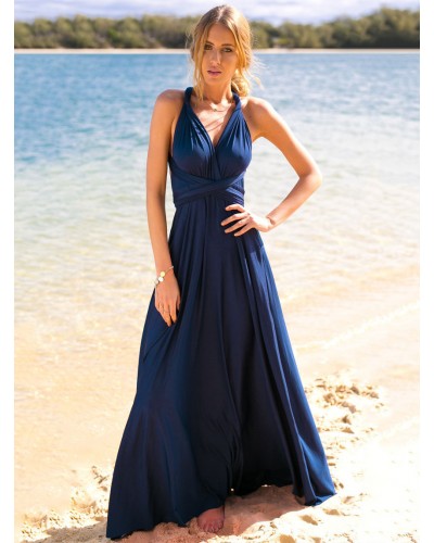 Birthday Sexy Maxi Dress Sleeveless Plunging Neck Backless Solid Color Evening Dress Chic  Modern Ball