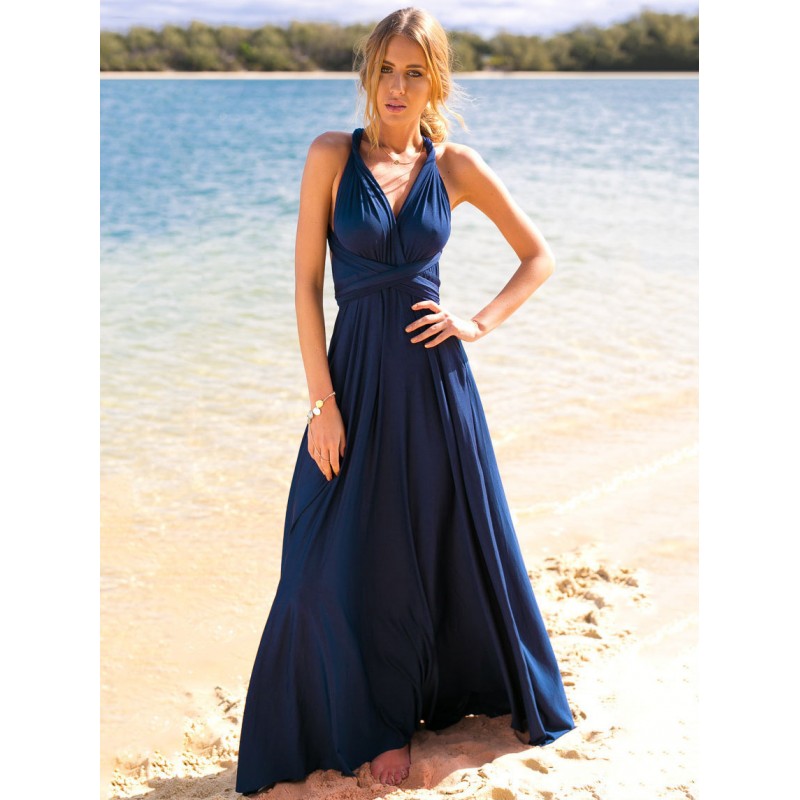 Birthday Sexy Maxi Dress Sleeveless Plunging Neck Backless Solid Color Evening Dress Chic  Modern Ball