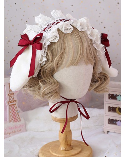 Sweet Lolita Headdress Bunny Ears Lace Bows Lace Headband Daily Casual