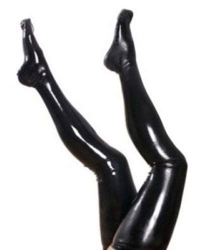 Unisex Halloween Pure Black Latex Women‘s Stockings Halloween