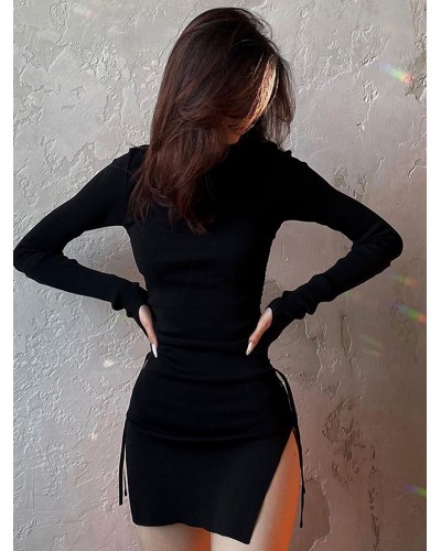 Women Birthday Bodycon Dresses Black Jewel Neck Sexy Long Sleeves Pencil Dress Classic  Traditional Fall Winter