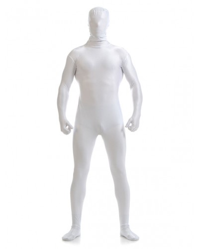 White Zentai Suit Adults Morph Suit Full Body Lycra Spandex Bodysuit For Men