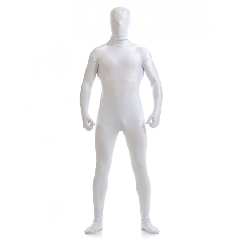 White Zentai Suit Adults Morph Suit Full Body Lycra Spandex Bodysuit For Men