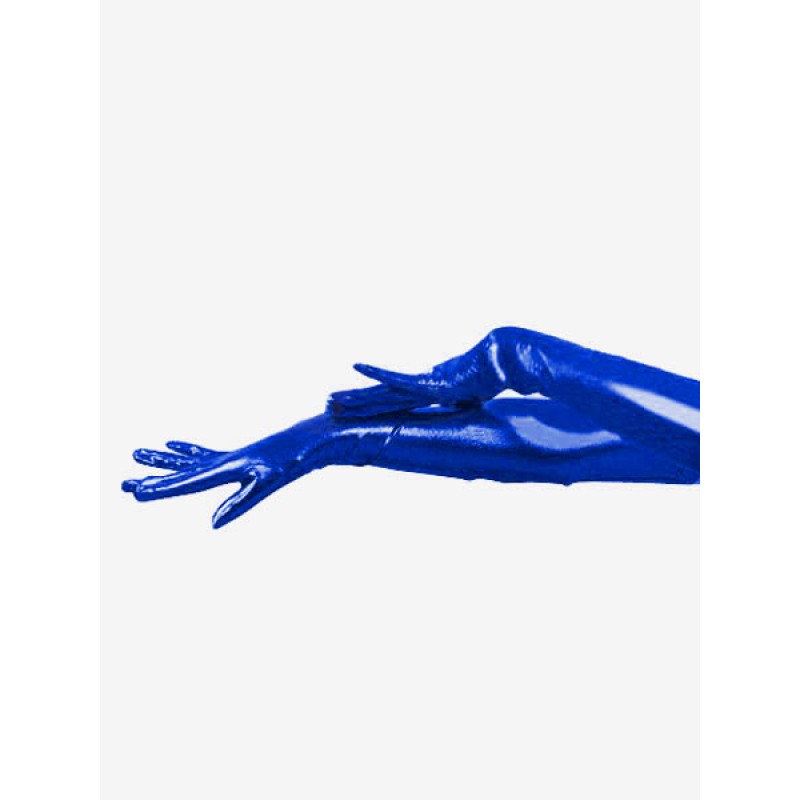 Unisex Halloween PVC Blue Shoulder Length Gloves Halloween