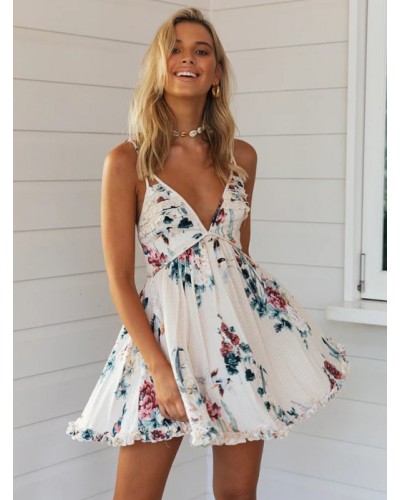 Floral Summer Dress Backless Women Slip Dress Dating