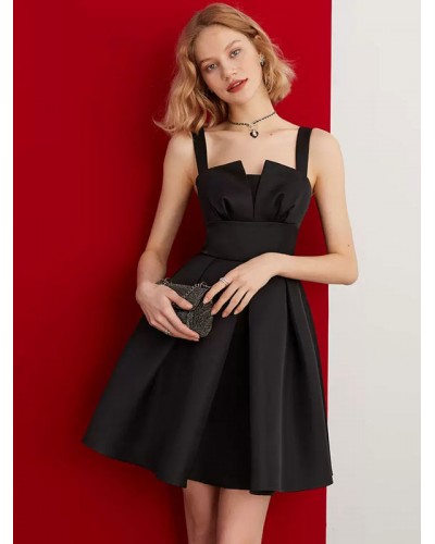 Women Little Black Dress Sleeveless Semi Formal Short Party Dress Sweet Spring Summer