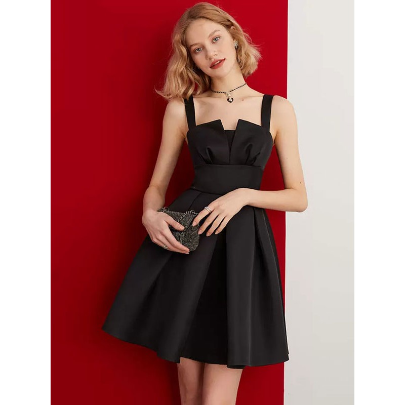 Women Little Black Dress Sleeveless Semi Formal Short Party Dress Sweet Spring Summer