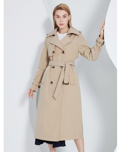 Women Trench Coat For Woman Lapel Double Breasted Chic Outerwear Trench Coats Spring Fall Street Wear Daily Casual