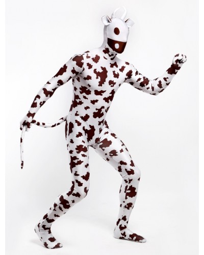 Morph Suit Cow Style Zentai Suit Coffee Brown Full Body Lycra Spandex Bodysuit