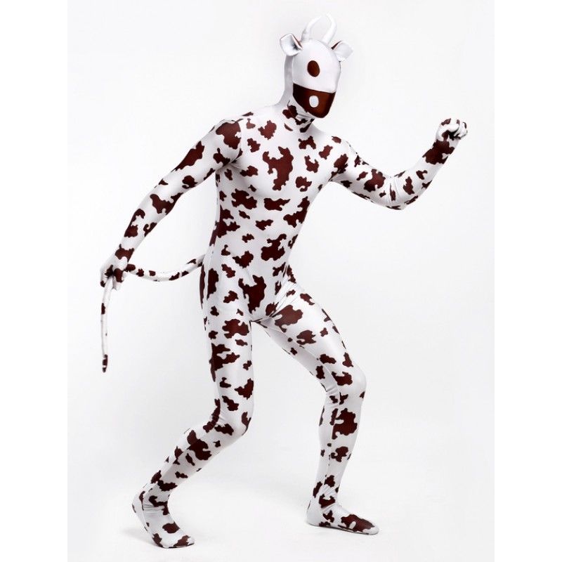 Morph Suit Cow Style Zentai Suit Coffee Brown Full Body Lycra Spandex Bodysuit