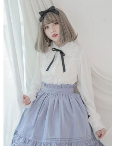 Classic Lolita Top Chiffon Ruffle Frill Lolita Shirt Tops Classic  Traditional Daily Casual Tea Party