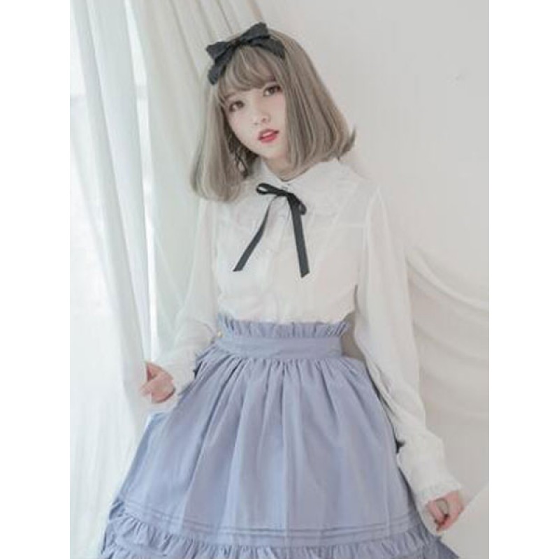 Classic Lolita Top Chiffon Ruffle Frill Lolita Shirt Tops Classic  Traditional Daily Casual Tea Party