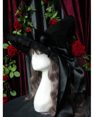 Gothic Lolita Hat Bows Lace Accessory Witch Hat Lace Bow Polyester Lolita Accessories Daily Casual Tea Party