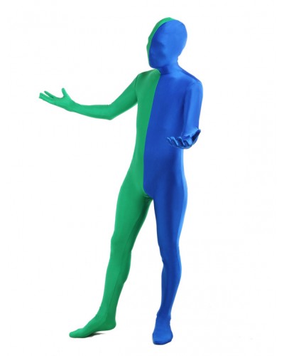 Unisex Morph Suit Green And Blue Lycra Spandex Zentai Suit Full Body Suit