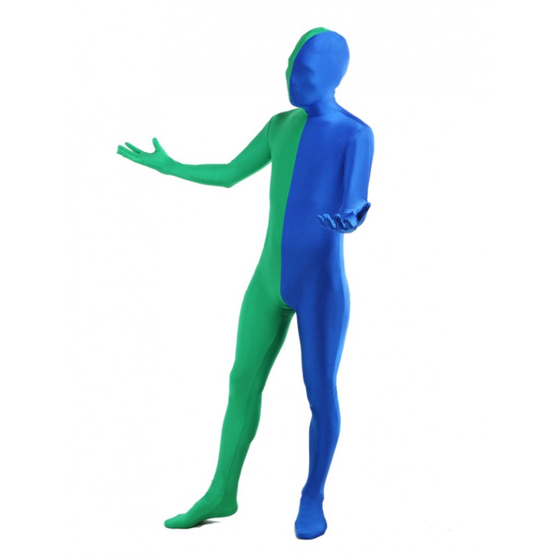 Unisex Morph Suit Green And Blue Lycra Spandex Zentai Suit Full Body Suit