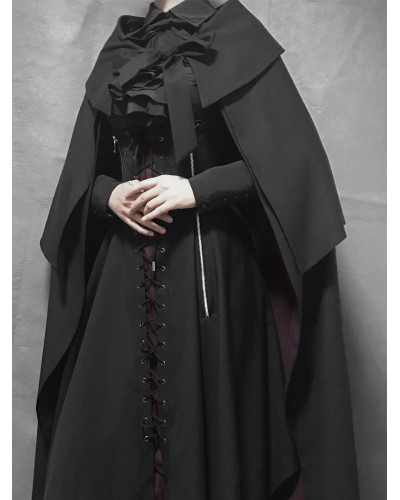 Black Lolita Poncho Polyester Lolita Outwears Fall Winter