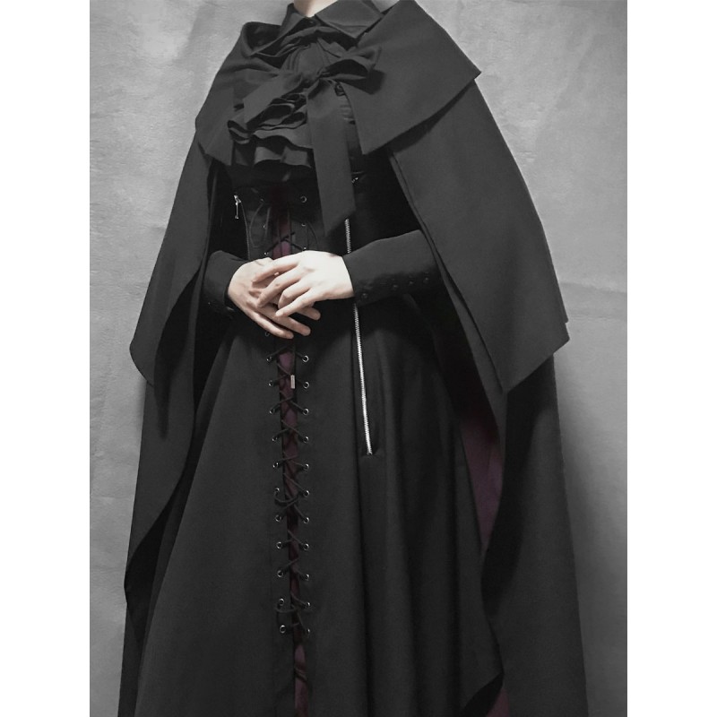 Black Lolita Poncho Polyester Lolita Outwears Fall Winter