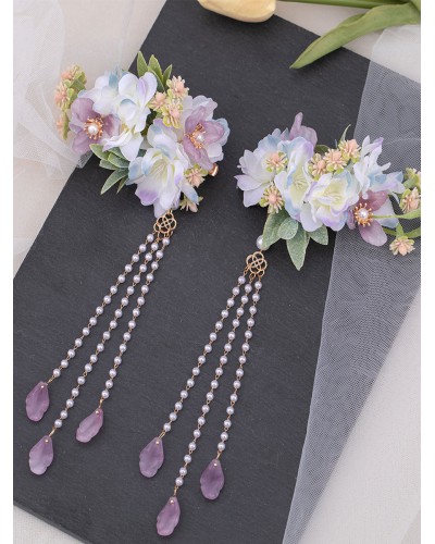 Chinese Style Lolita Accessories Lavender Flowers Chains Accessory Metal Miscellaneous Chinese Style