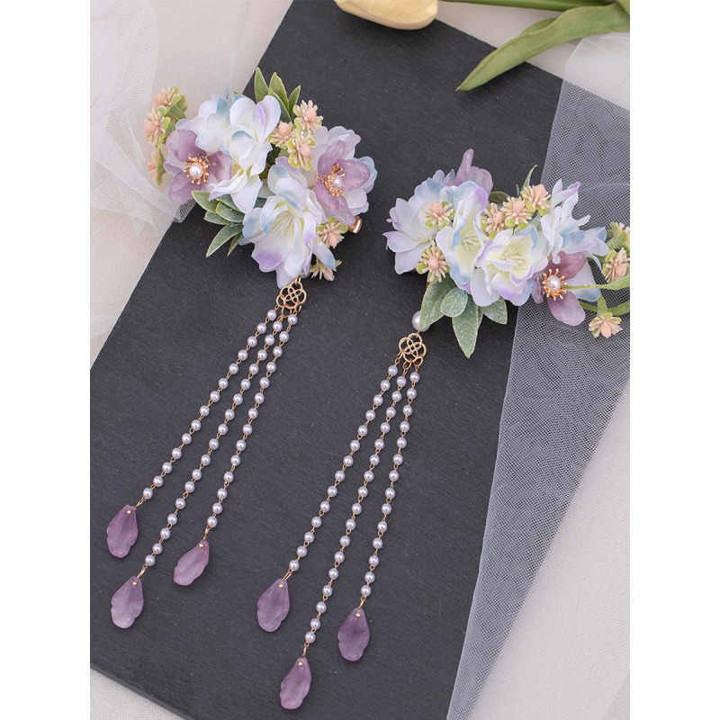 Chinese Style Lolita Accessories Lavender Flowers Chains Accessory Metal Miscellaneous Chinese Style